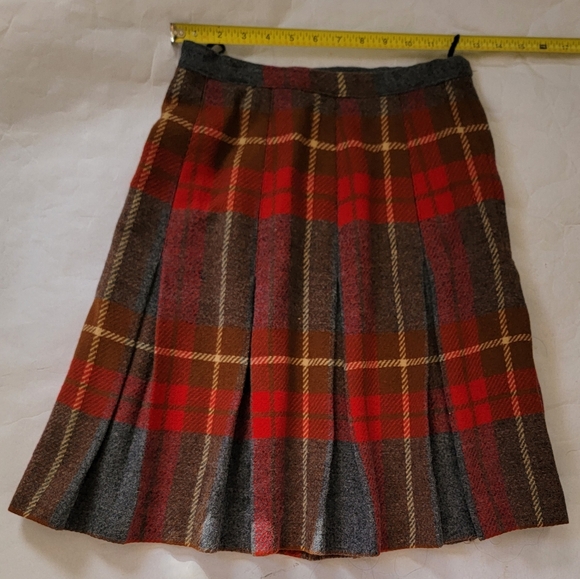 Vtg 60s Pleated Wool Skirt Academia Plaid School Girl Punk Women Juniors Small - Picture 4 of 8